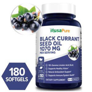 Black Currant seed Oil 1070 Mg with 15% GLA - 180 softgels (Non-GMO and Gluten-free)