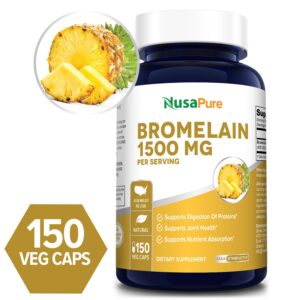 Bromelain 1500 mg - 150 Veg Caps (100% Vegetarian, Non-GMO & Gluten-free)