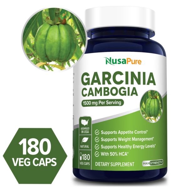 Garcinia Cambogia 1500 mg - 180 Veg Caps (100% Vegetarian, Non-GMO, Gluten-free)