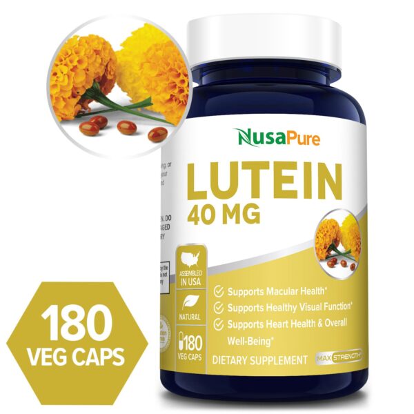Lutein 40 mg 180 Veg Caps (100 Vegetarian, NonGMO & Glutenfree