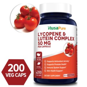 Lycopene & Lutein Complex 50 mg - 200 Veg Caps (100% Vegetarian, Non-GMO & Gluten-free)