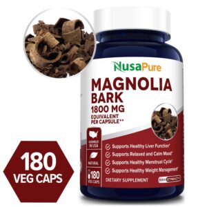 Magnolia Bark 1800 mg- 180 Veg Caps (100% Vegetarian, Non-GMO & Gluten-free)