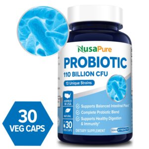 Probiotics 110 Billion CFU per caps - 13 Vital Strains* - 30 Veg Caps (100% Vegetarian, Non-GMO & Gluten-free)