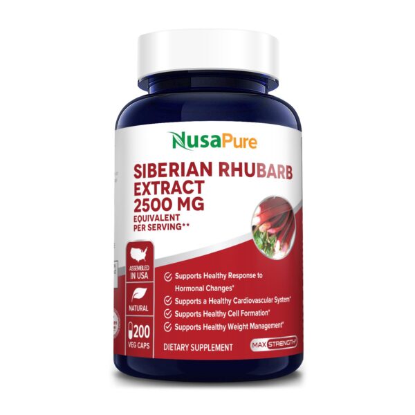 Siberian Rhubarb 2500 mg- 200 Veg Caps (100% Vegetarian, Non-GMO & Gluten-free)
