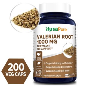 Valerian Root Extract 1000 mg - 200 Veg Caps ( Vegetarian, Non-GMO & Gluten-free)