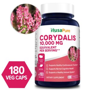 Corydalis 10,000 mg - 180 veggie caps (Vegan, Non-GMO, Gluten-free) -Supports healthy Cardiovascular functions*