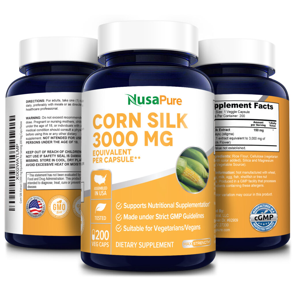 Corn Silk Extract 3,000 mg per caps 200 Veggie Caps ( 100 Vegetarian , Non GMO , Extract 20 